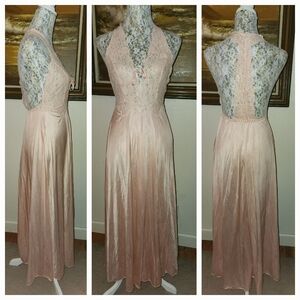 Vintage 1970s Pink Flowy Lacy Slipdress by Glydons